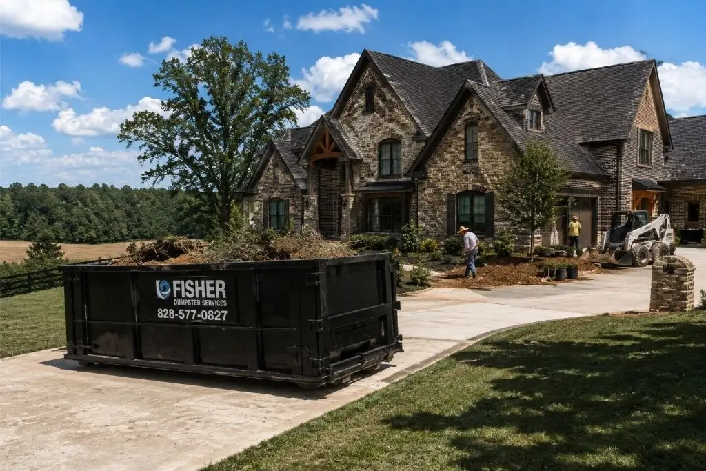Landscaping and yard cleanup dumpster rental in Spartanburg County