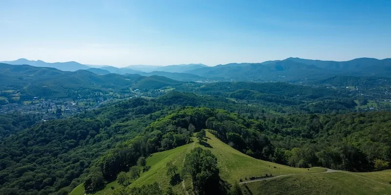 Lush green mountains and valleys of Macon County and Highlands, North Carolina